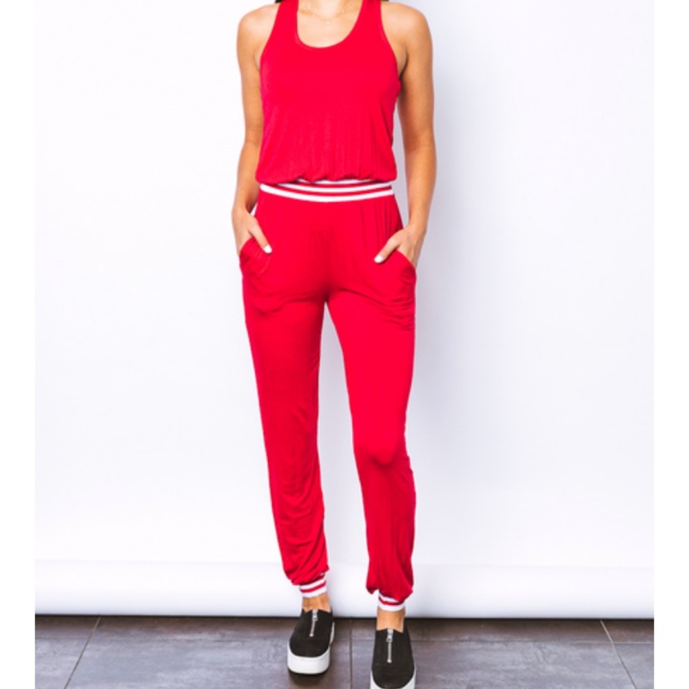 Red Sleeveless Jumpsuit
